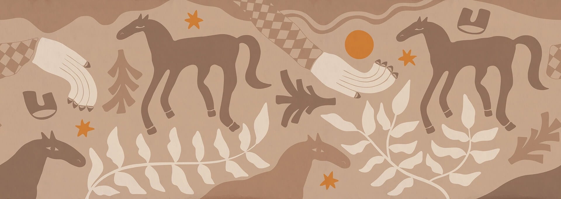 Fototapeta konie Rebel Walls R20500 Emmas Horses Brown Symbolic