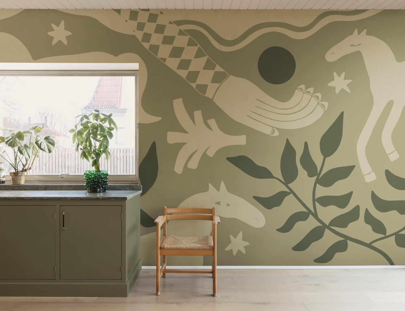 Fototapeta konie Rebel Walls R20501 Emmas Horses Green Symbolic