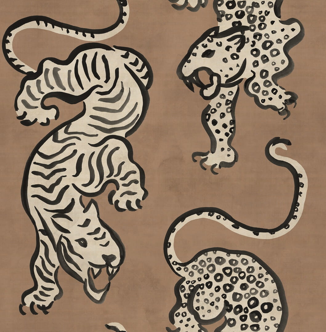 Fototapeta tygrysy i lamparty Rebel Walls R21244 Ink Tiger Rust Symbolic