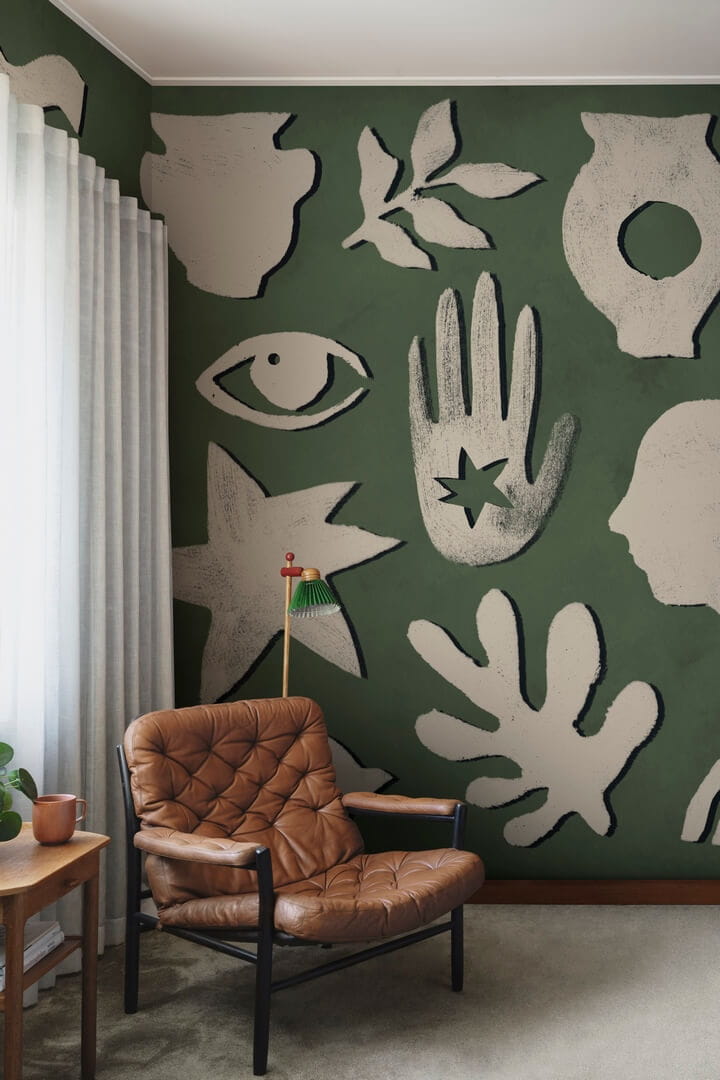 Fototapeta wycięte symbole Rebel Walls R21257 Symbolic Green Beige Symbolic