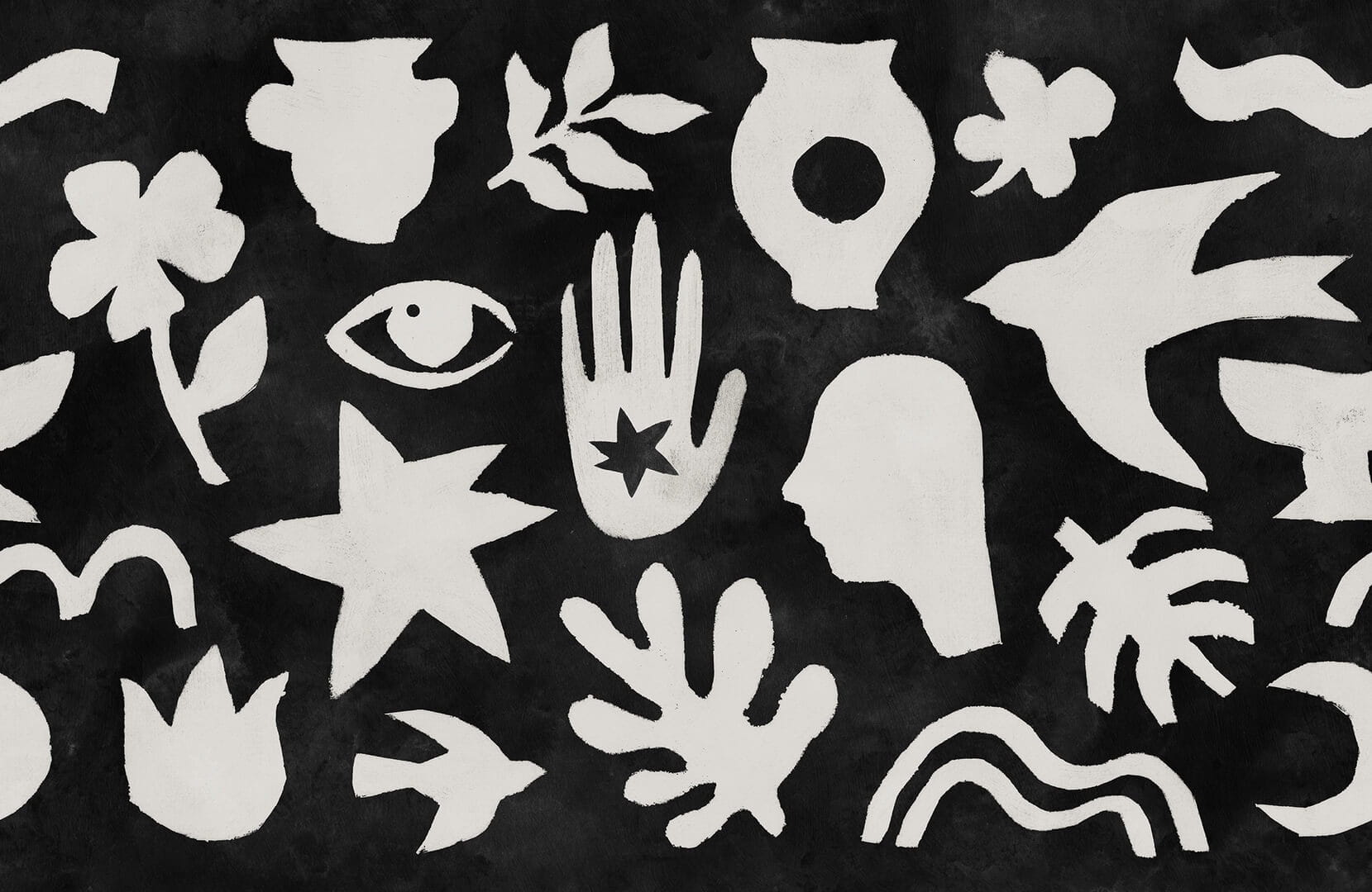 Fototapeta wycięte symbole Rebel Walls R21258 Symbolic Black White Symbolic