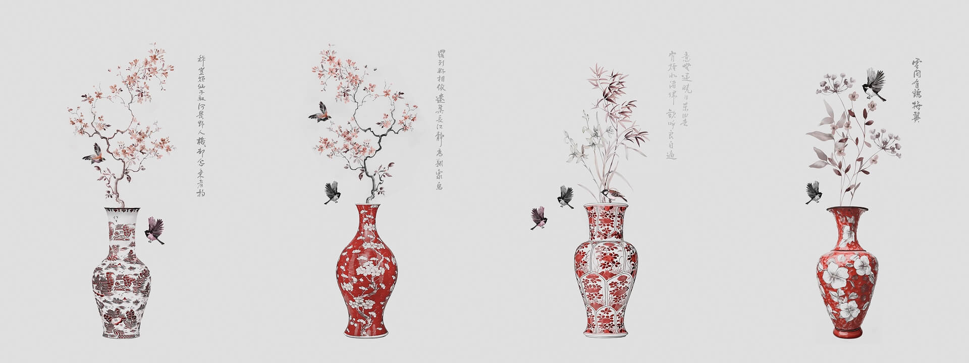 Fototapeta wazony w stylu orientalnej porcelany TapLab 602_002 SAKURA Collection 25