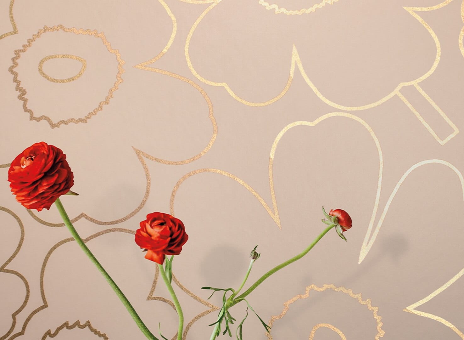 Tapeta metaliczne linie kwiatów J&V 25915 Piirto Unikko Marimekko