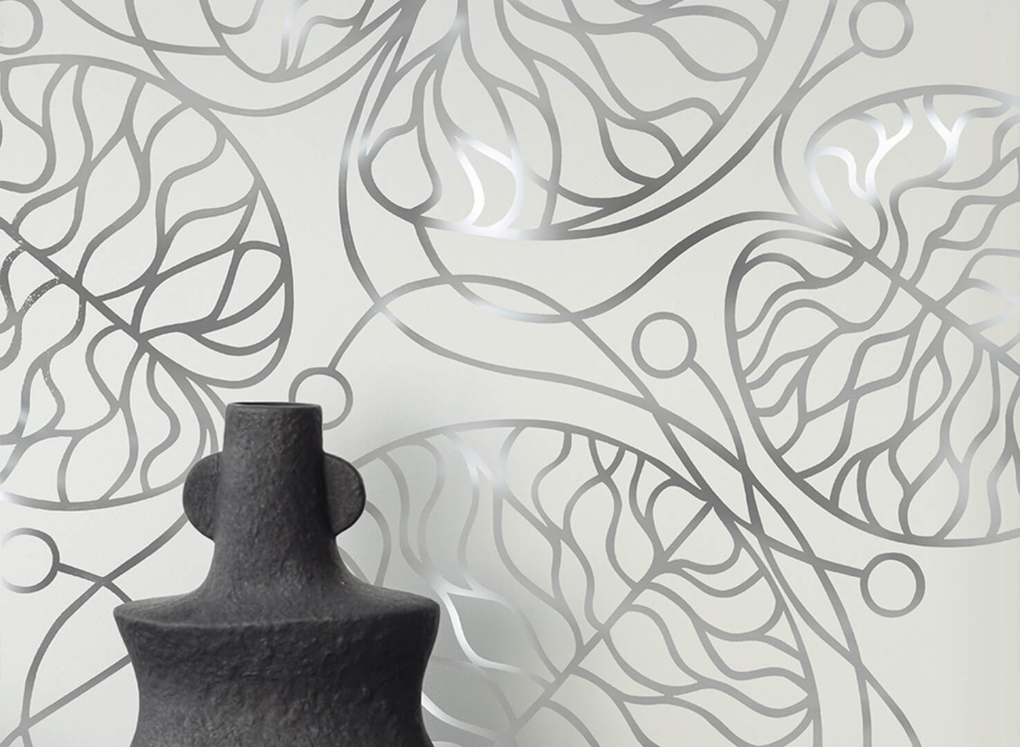 Tapeta metaliczne stylizowane liście J&V 25922 Bottna Marimekko