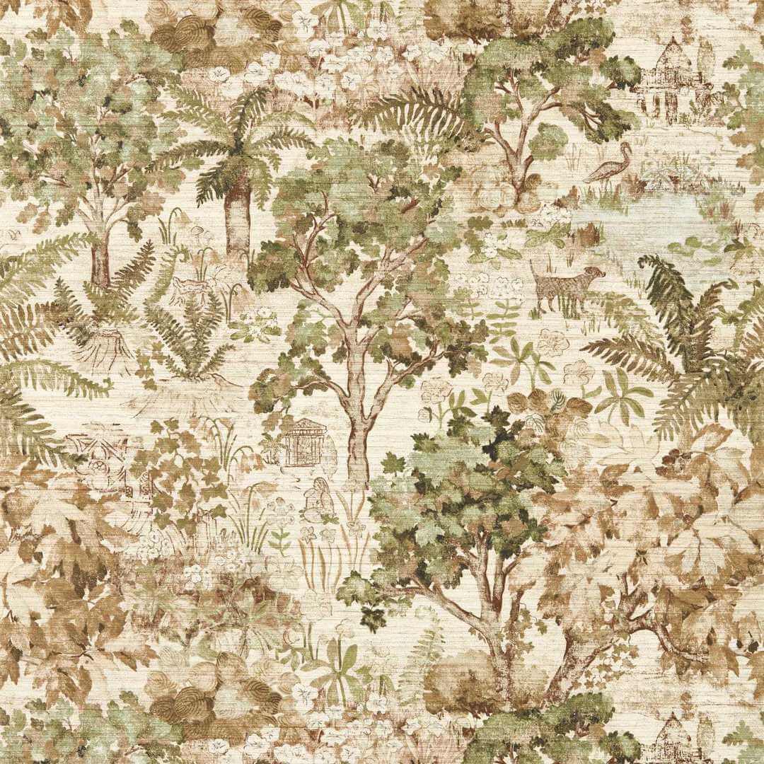 Tapeta botaniczna z egzotyczną nutą Sanderson 217490 The Stumpery Highgrove