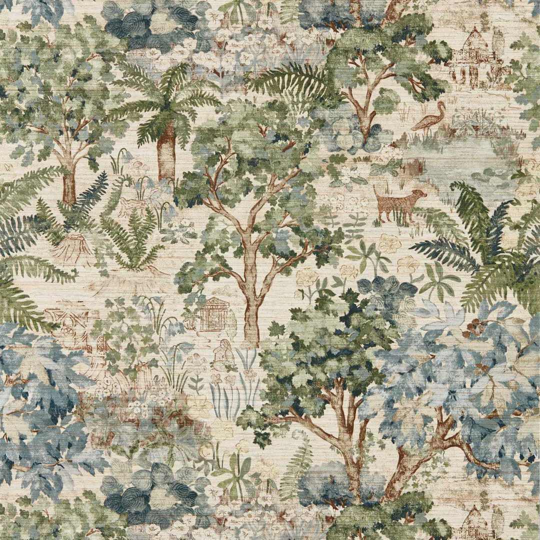 Tapeta botaniczna z egzotyczną nutą Sanderson 217491 The Stumpery Highgrove