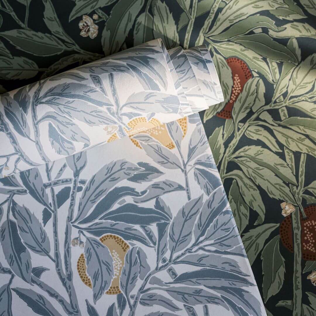 Tapeta owoce i liście Sanderson 217495 Ancient Apple Orchard Highgrove