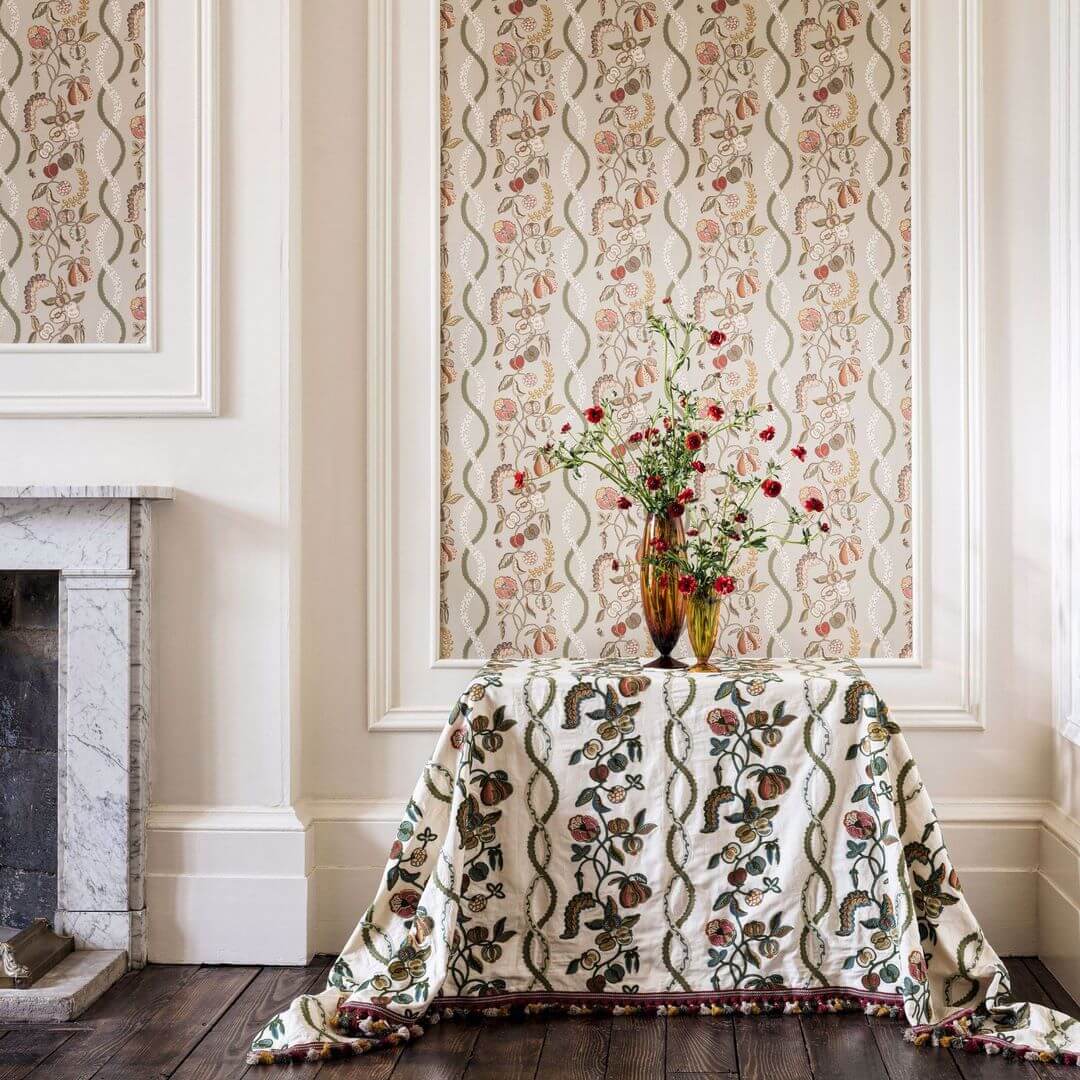Tapeta botaniczna z owocami Sanderson 217499 Kitchen Garden Highgrove