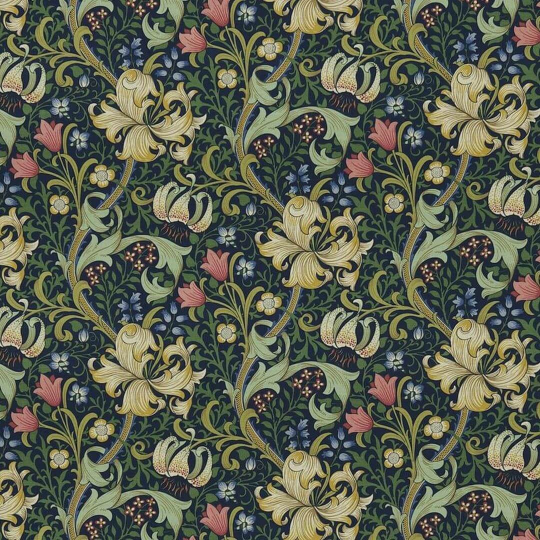 Tkanina z botanicznym wzorem Morris & Co. DMC1G3202 Golden Lily Morris & Friends Fabric Volume II