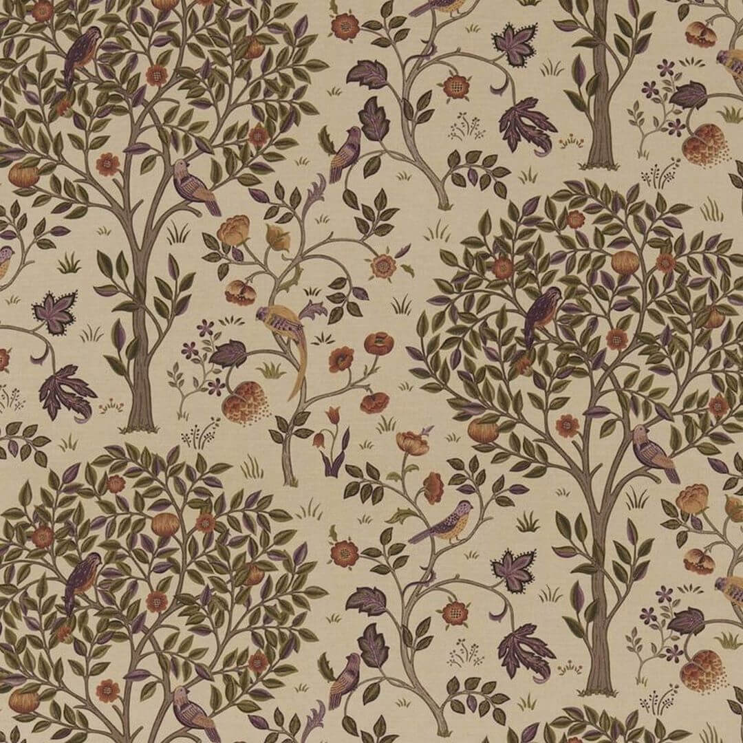 Tkanina ze wzorem drzew i ptaków Morris & Co. 220326 Kelmscott Tree Morris & Friends Fabric Volume II