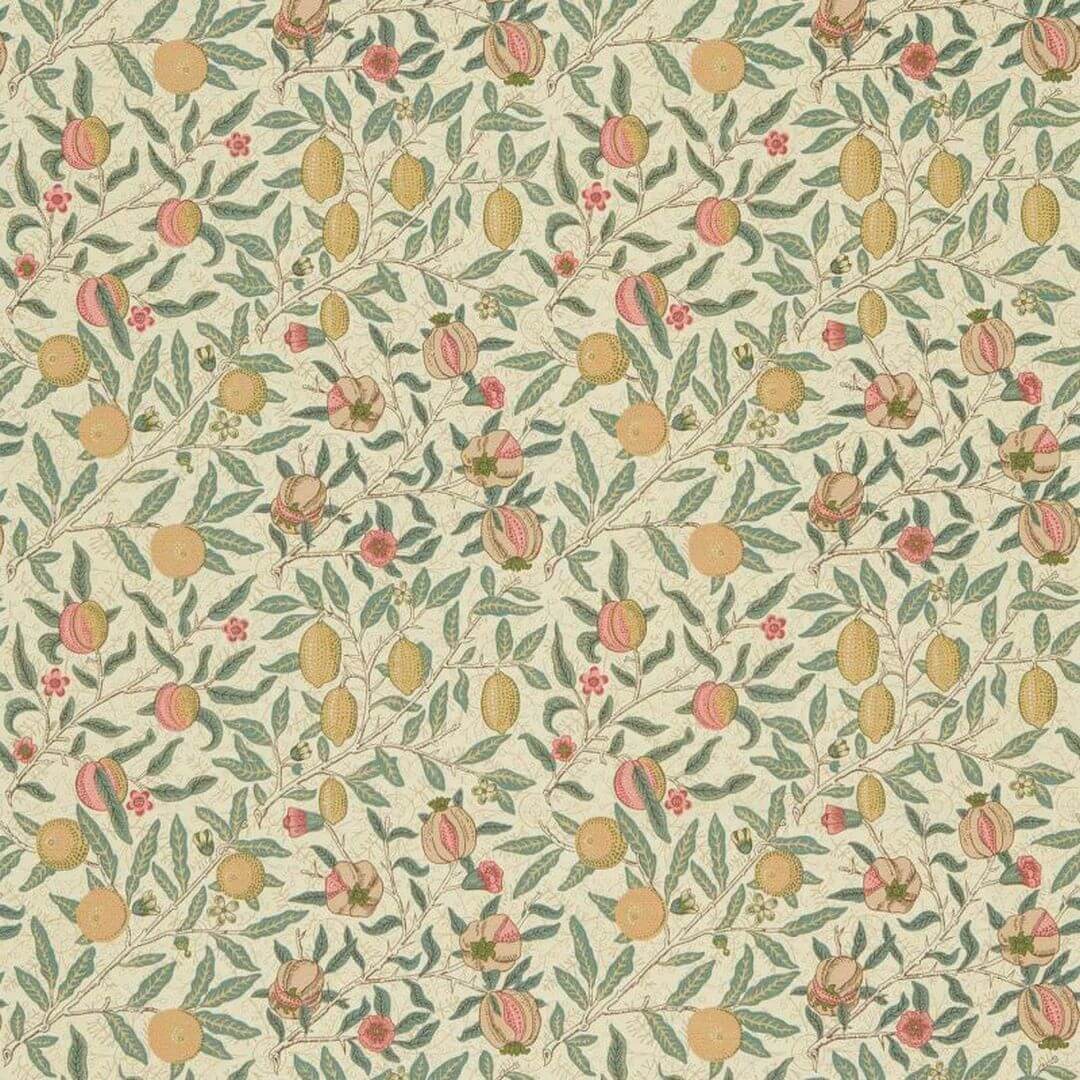 Tkanina lniano-bawełniana z botanicznym wzorem Morris & Co. DMC1FU205 Fruit Morris & Friends Fabric Volume II