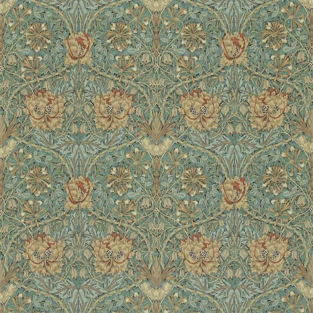 Tkanina z roślinnym wzorem Morris & Co. DMORHO202 Honeysuckle & Tulip Morris & Friends Fabric Volume II