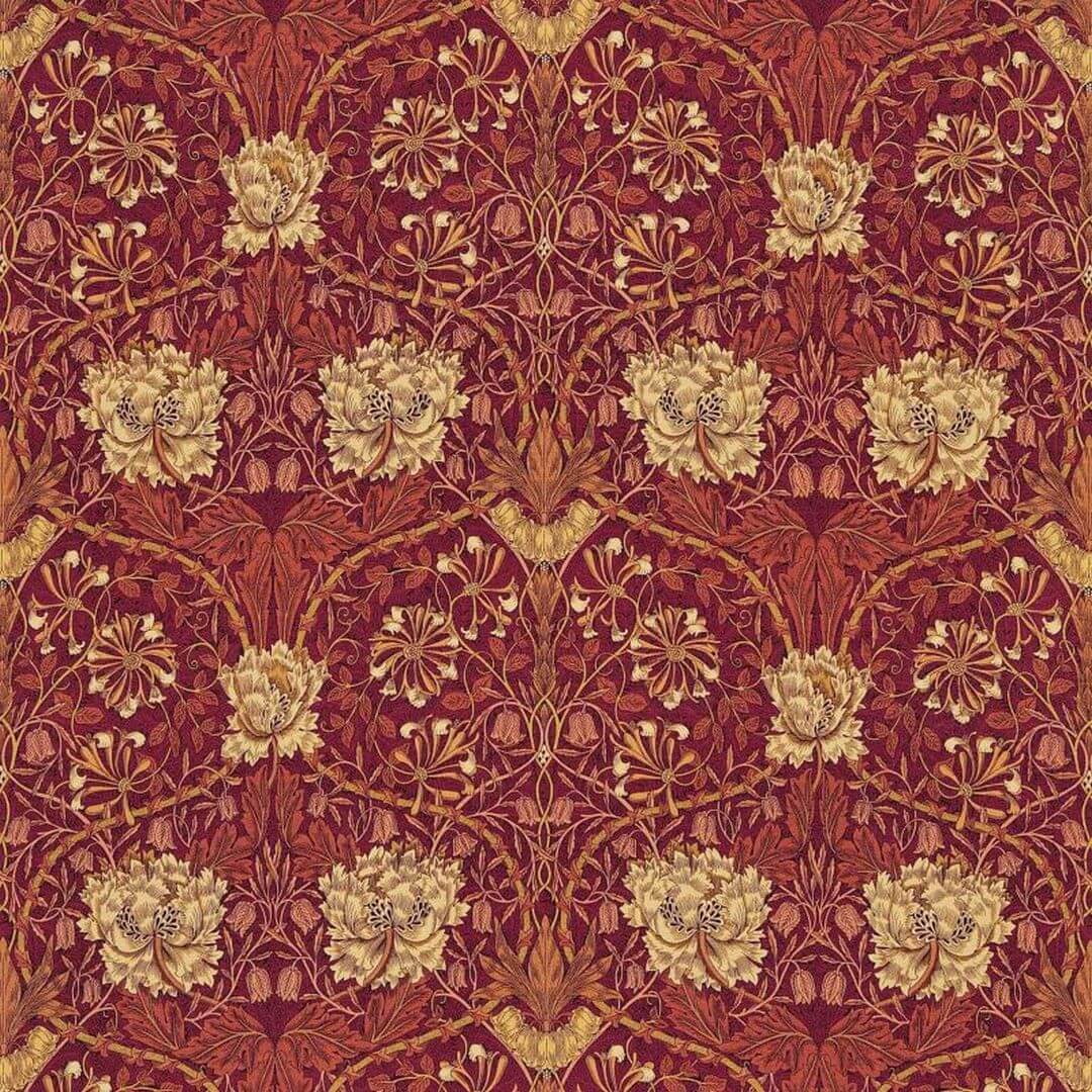 Tkanina z roślinnym wzorem Morris & Co. DMORHO203 Honeysuckle & Tulip Morris & Friends Fabric Volume II