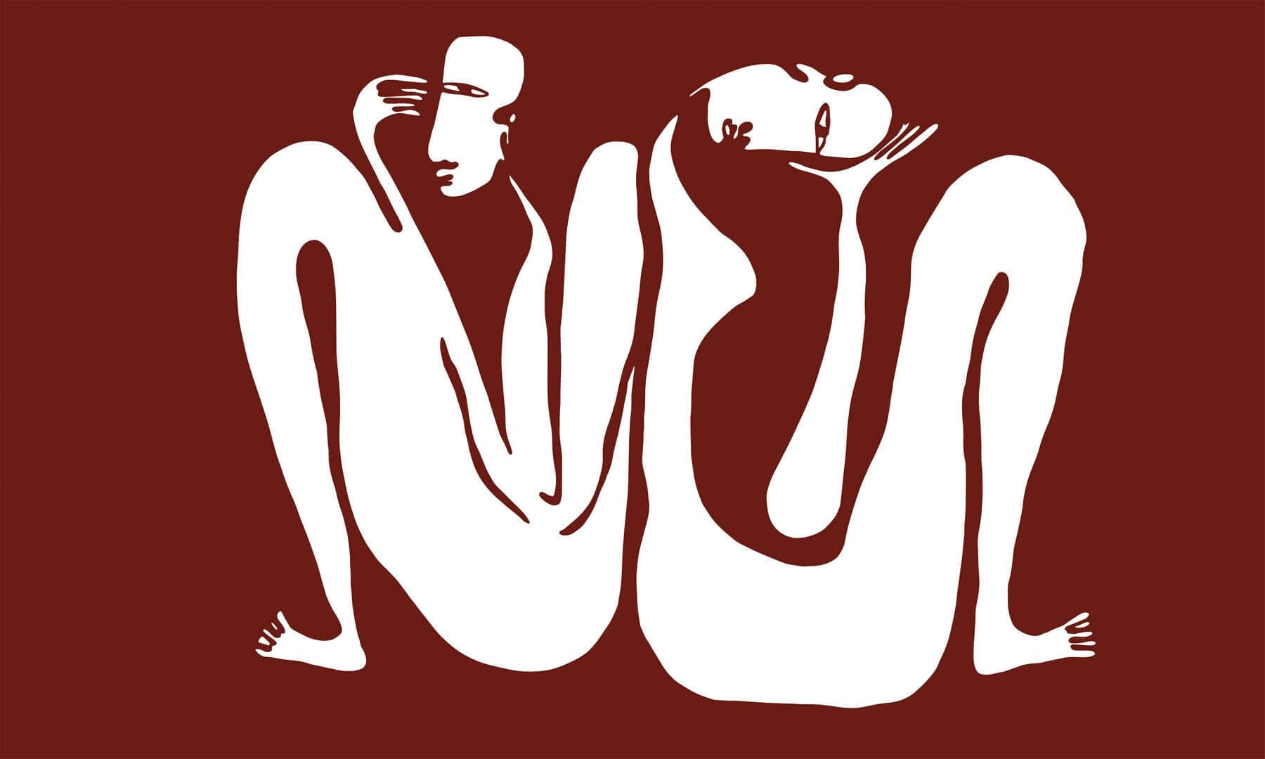 Fototapeta z motywem abstrakcyjnych postaci Wall Art Couple Burgundy