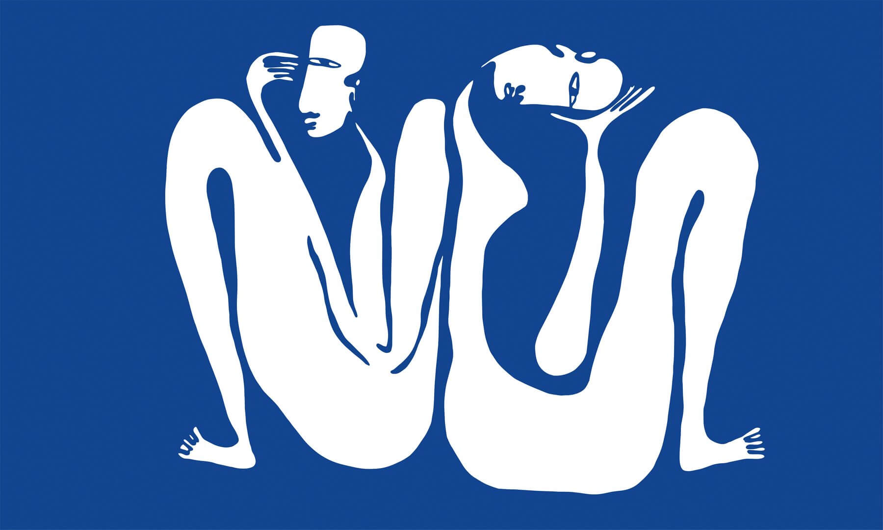 Fototapeta z motywem abstrakcyjnych postaci Wall Art Couple Cobalt