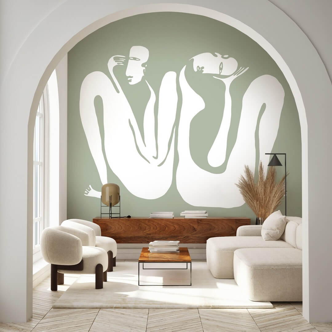 Fototapeta z motywem abstrakcyjnych postaci Wall Art Couple Sage