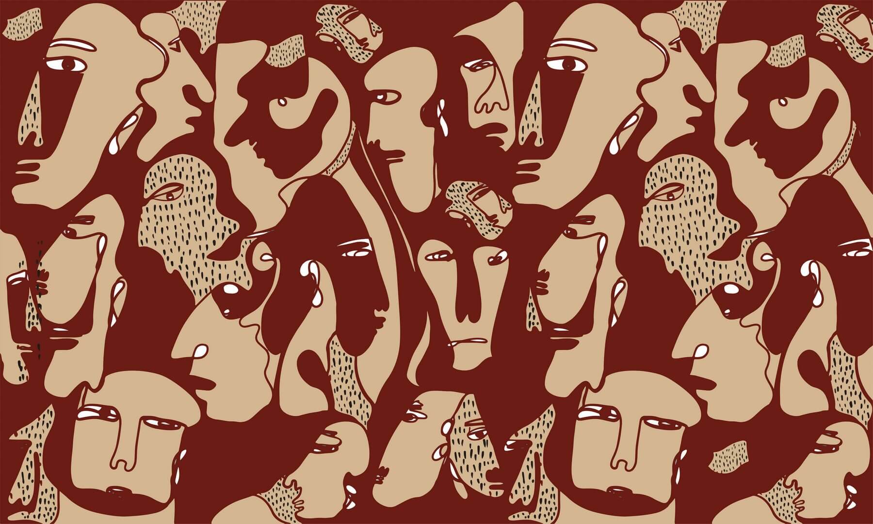 Fototapeta twarze Wall Art Faces Burgundy