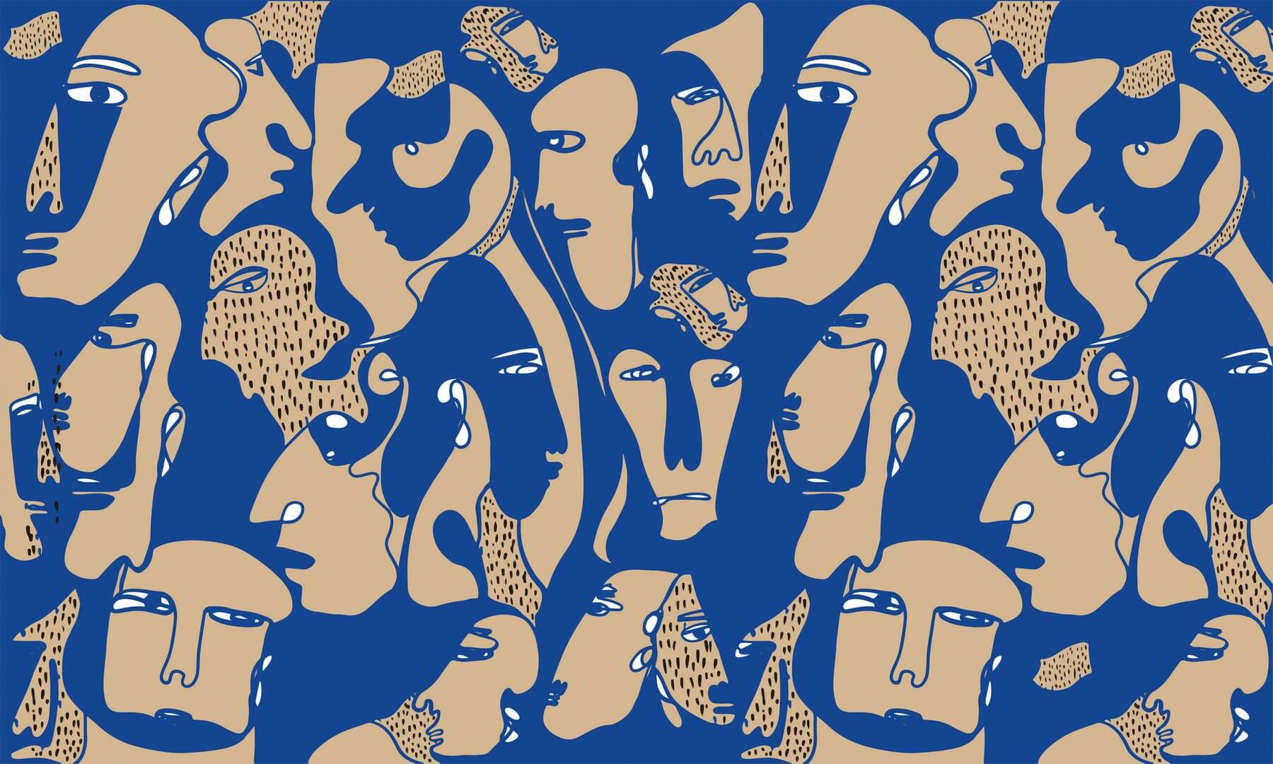 Fototapeta twarze Wall Art Faces Cobalt