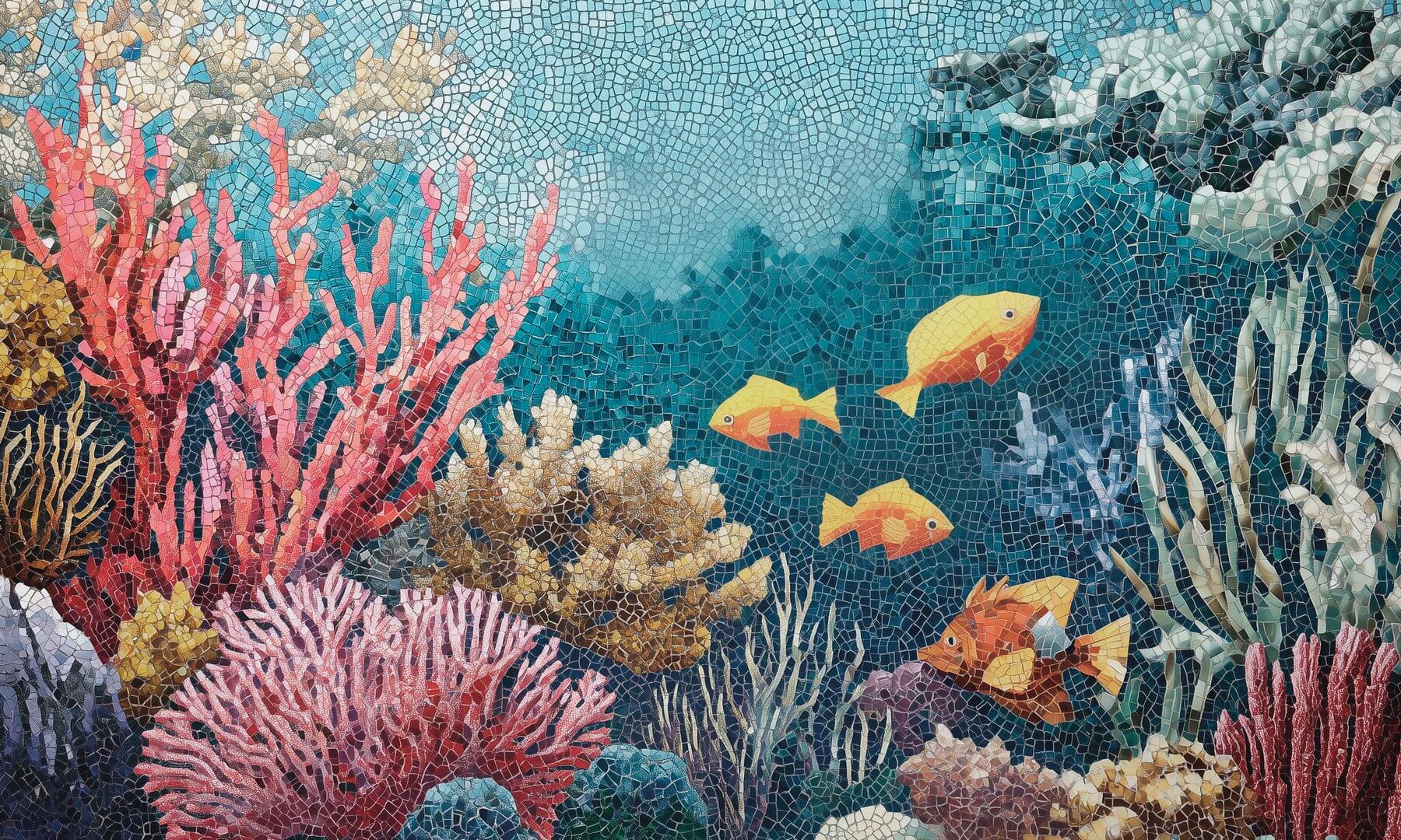Fototapeta mozaika z podwodnym światem Wall Art Oceania