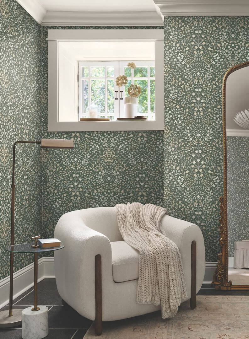 Tapeta roślinna w stylu cottage York Wallcoverings MF4722 Garden Terrace Magnolia Home 4