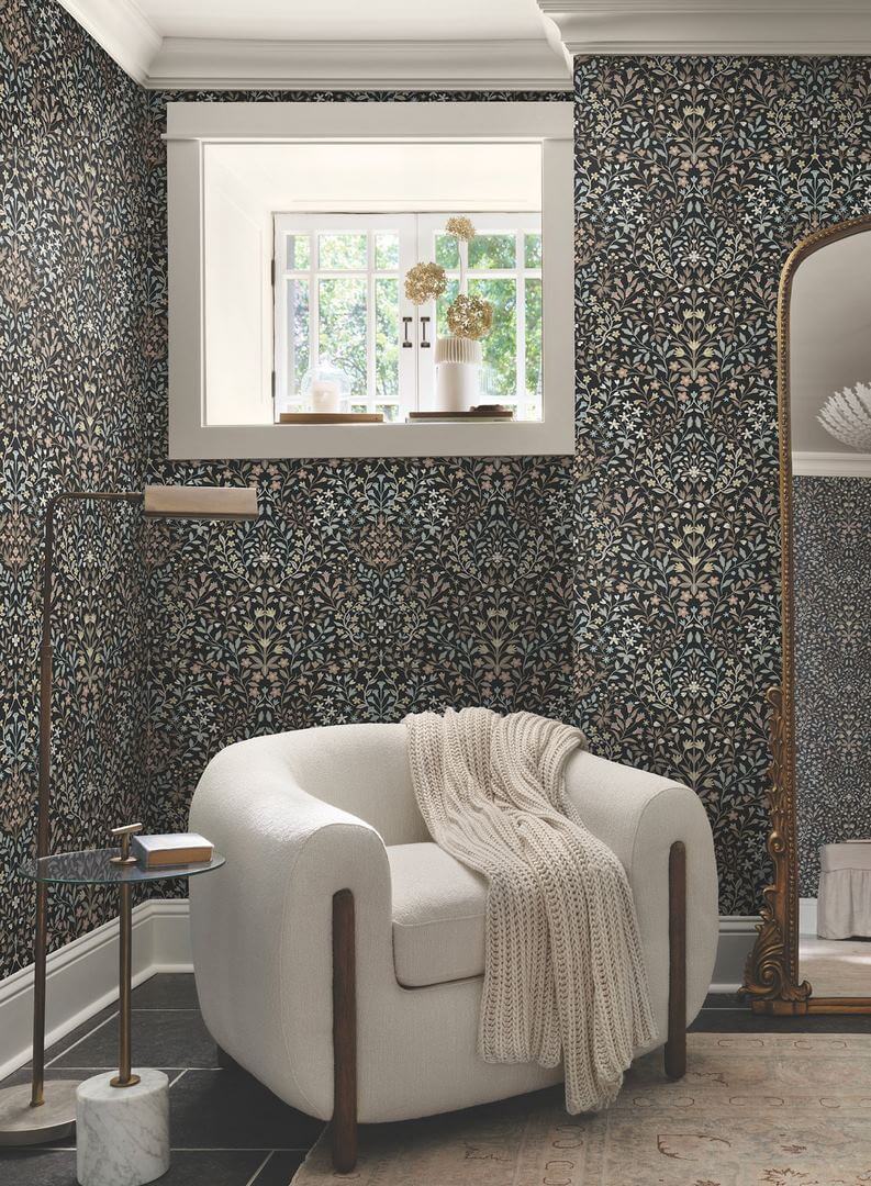 Tapeta roślinna w stylu cottage York Wallcoverings MF4725 Garden Terrace Magnolia Home 4