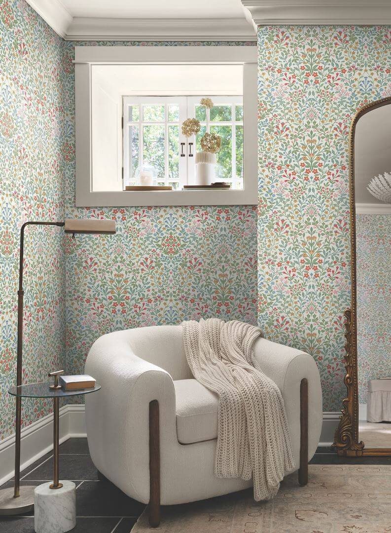 Tapeta roślinna w stylu cottage York Wallcoverings MF4726 Garden Terrace Magnolia Home 4