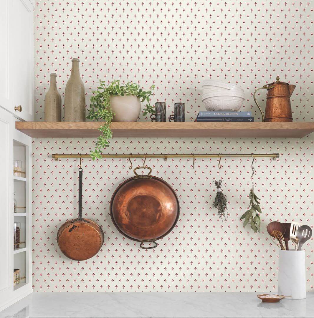 Tapeta drobne wzory stempla trójlistnego York Wallcoverings MF4771 Charm Magnolia Home 4