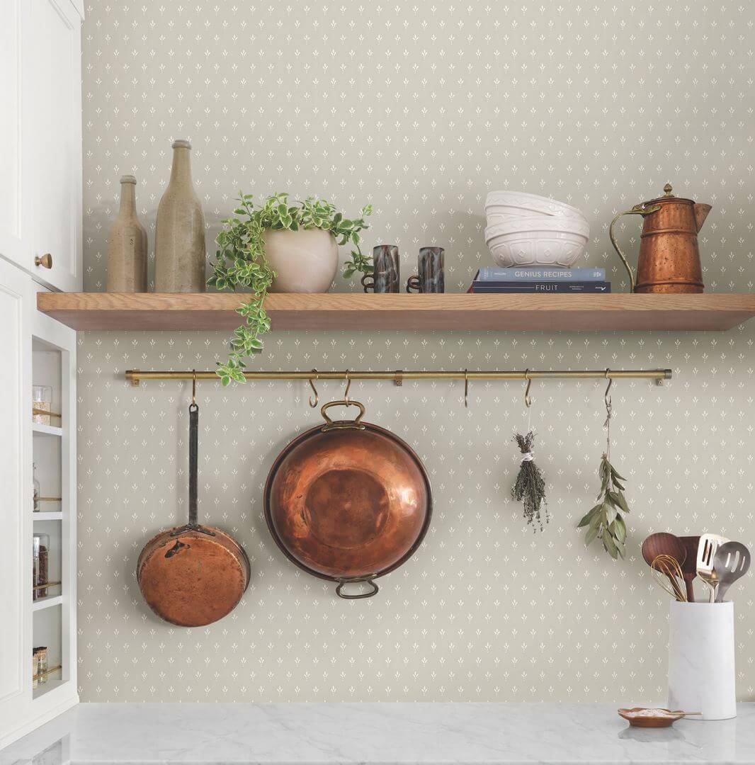 Tapeta drobne wzory stempla trójlistnego York Wallcoverings MF4773 Charm Magnolia Home 4