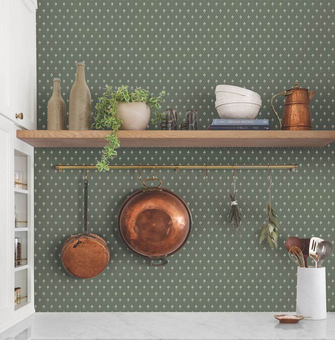 Tapeta drobne wzory stempla trójlistnego York Wallcoverings MF4777 Charm Magnolia Home 4