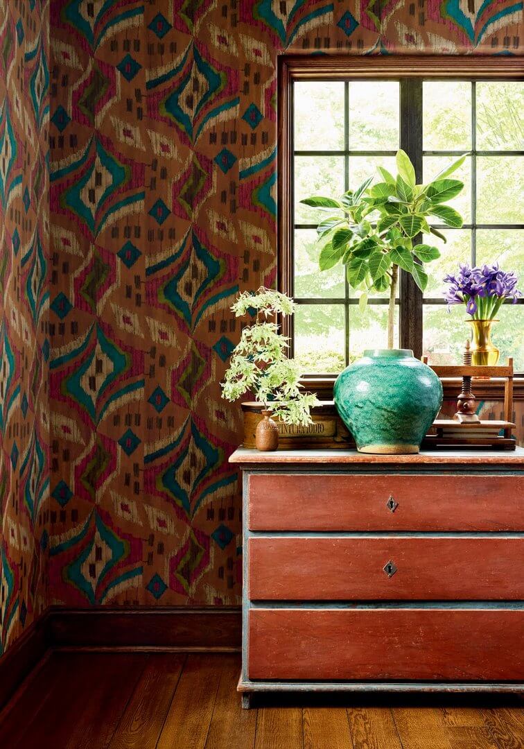 Tapeta w charakterze ikat Thibaut T12059 Artesian Vista