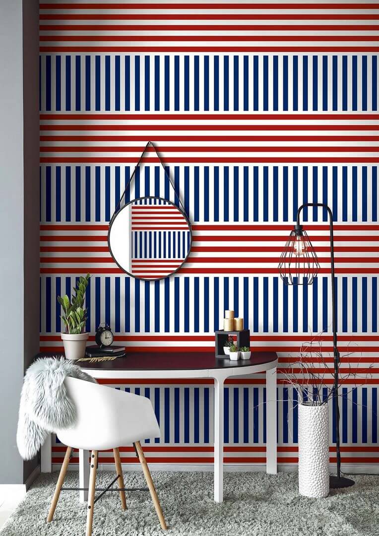 Tapeta pionowo-poziome paski Wallquest SR20205 Nantucket Stripes Revisited