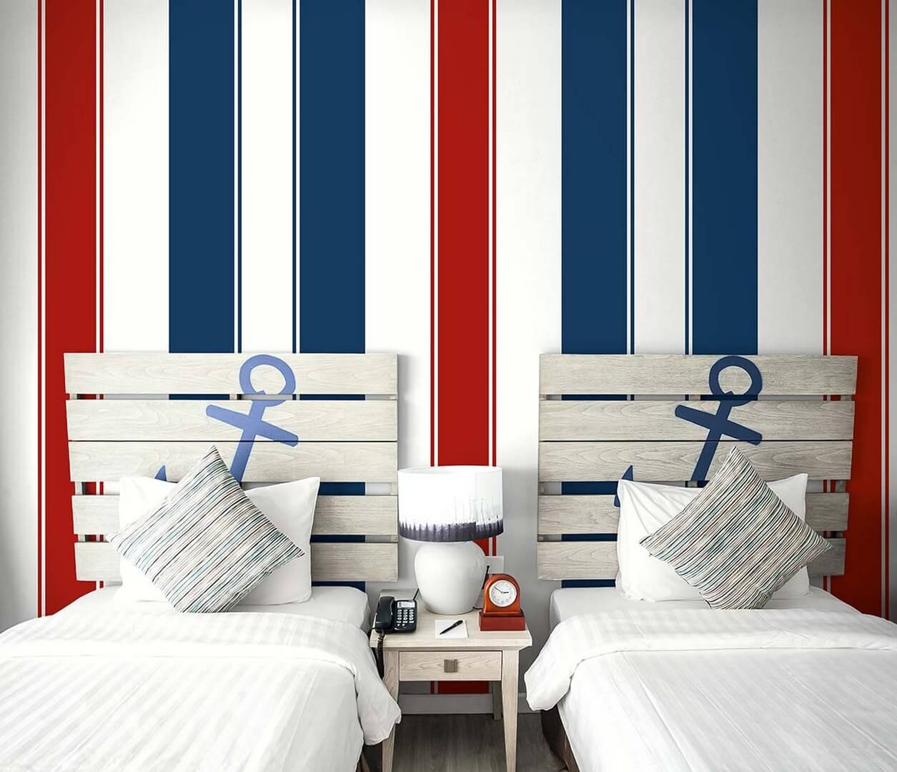 Tapeta szerokie pasy Wallquest SR21200 Nantucket Stripes Revisited