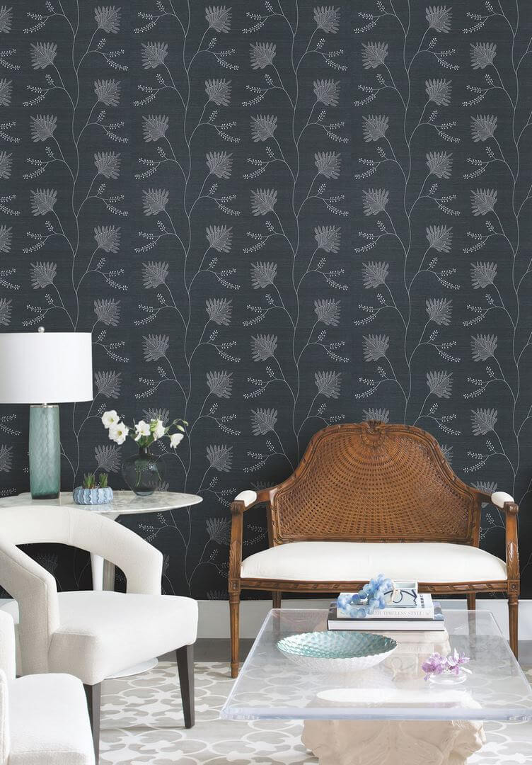 Tapeta naturalna z haftowanym wzorem York Wallcoverings MX9608 Laelynn Astoria