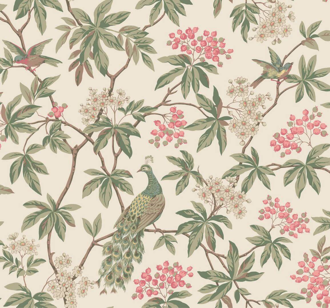 Tapeta botaniczna z ptakami York Wallcoverings MX9665 Peacock Estate Astoria
