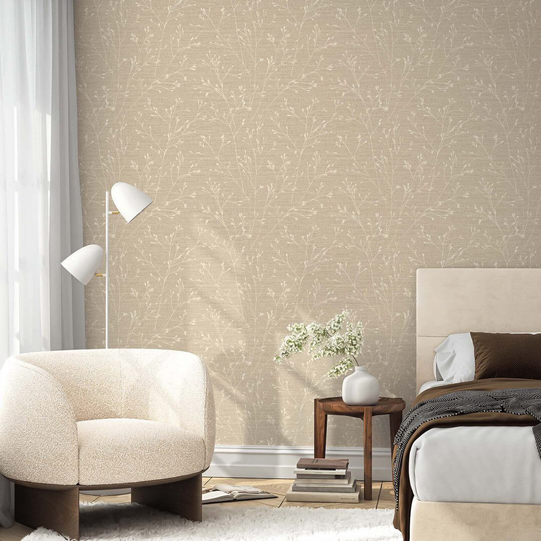Tapeta z delikatnym roślinnym wzorem Wallquest TH90307 Fibres & Threads