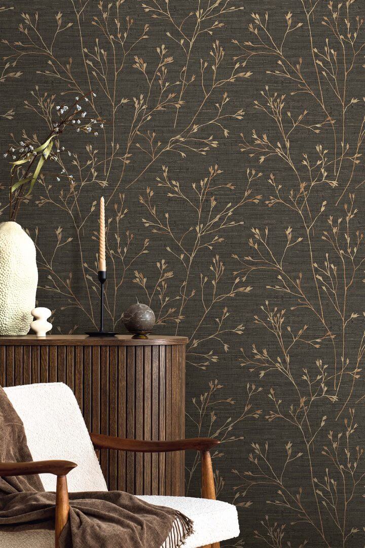 Tapeta z delikatnym roślinnym wzorem Wallquest TH90307 Fibres & Threads