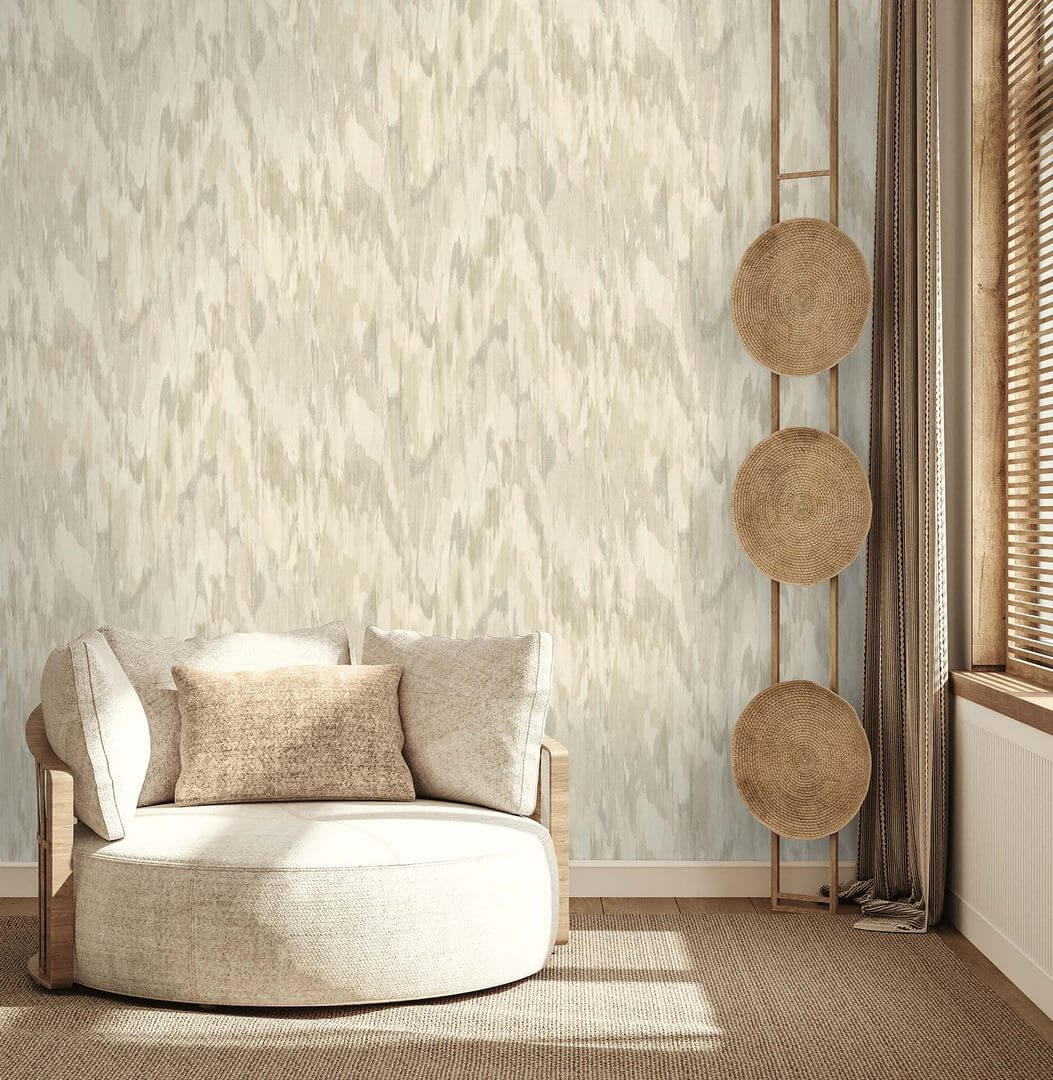 Tapeta tekstylna z efektem ikat Wallquest TH92407 Fibres & Threads