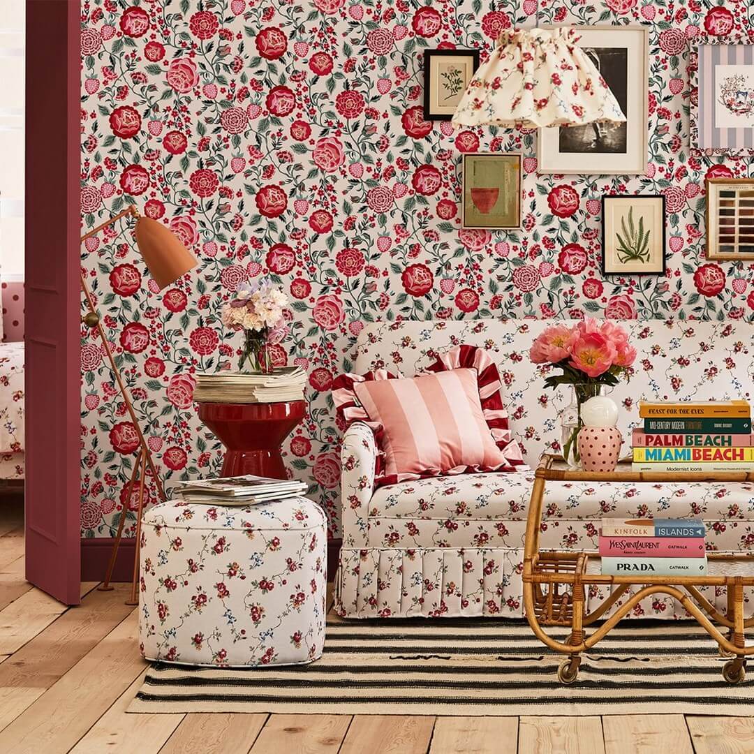 Tapeta kwiaty i owoce Cath Kidston 125497