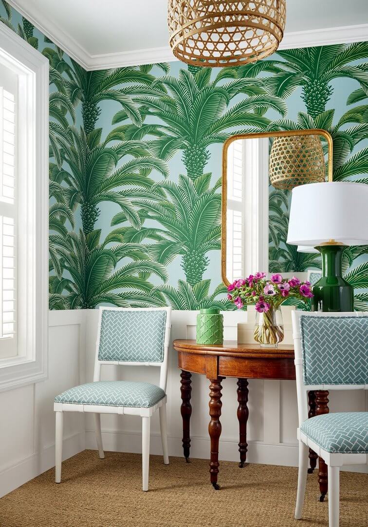 Tapeta liście palmy Thibaut T13907 Queen Palm Palm Grove