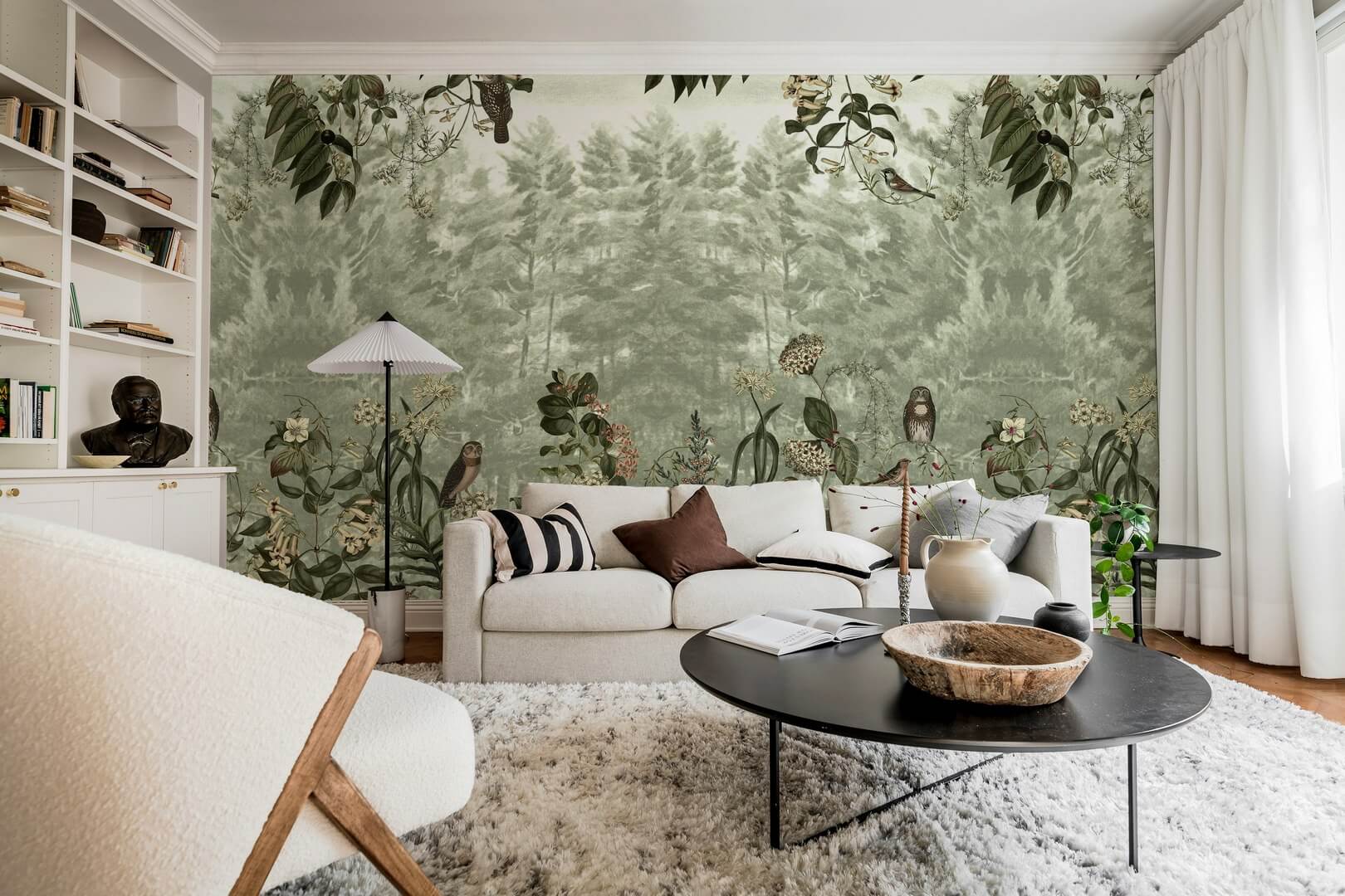 Fototapeta senna scena leśna Rebel Walls R20846 Owl Forest Green Hot Pops