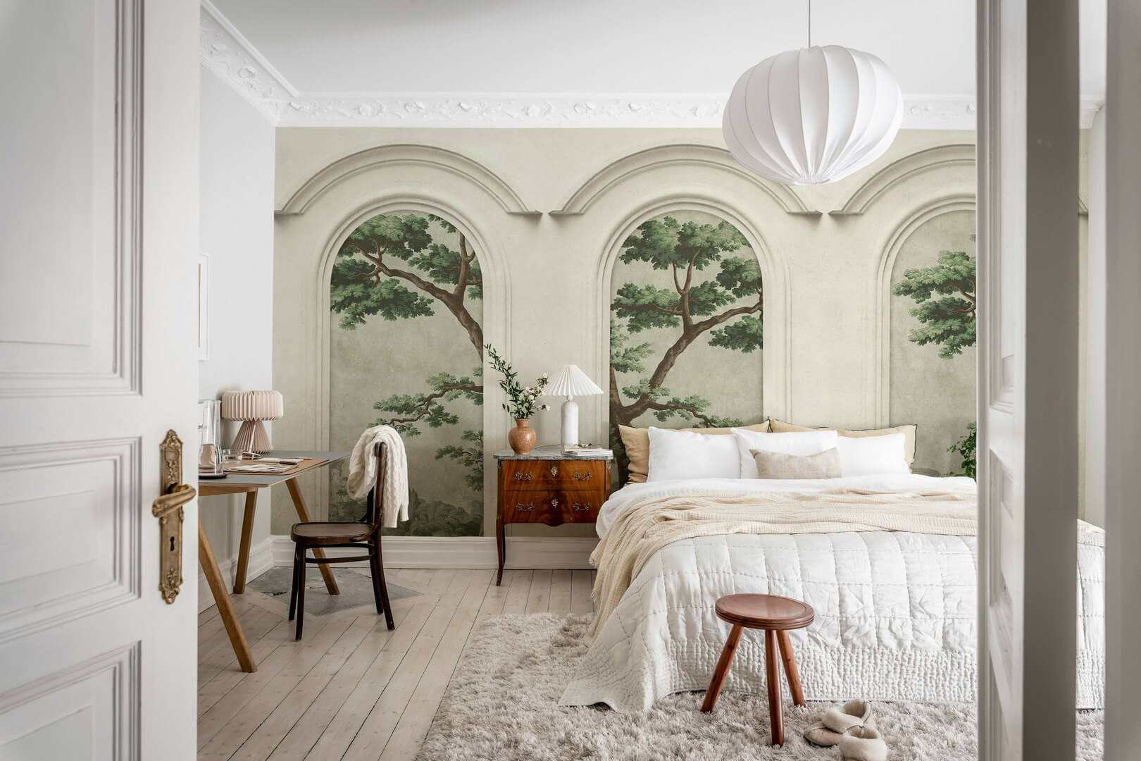 Fototapeta architektoniczne łuki i drzewa Rebel Walls R21360 Woodland Arches Green Hot Pops