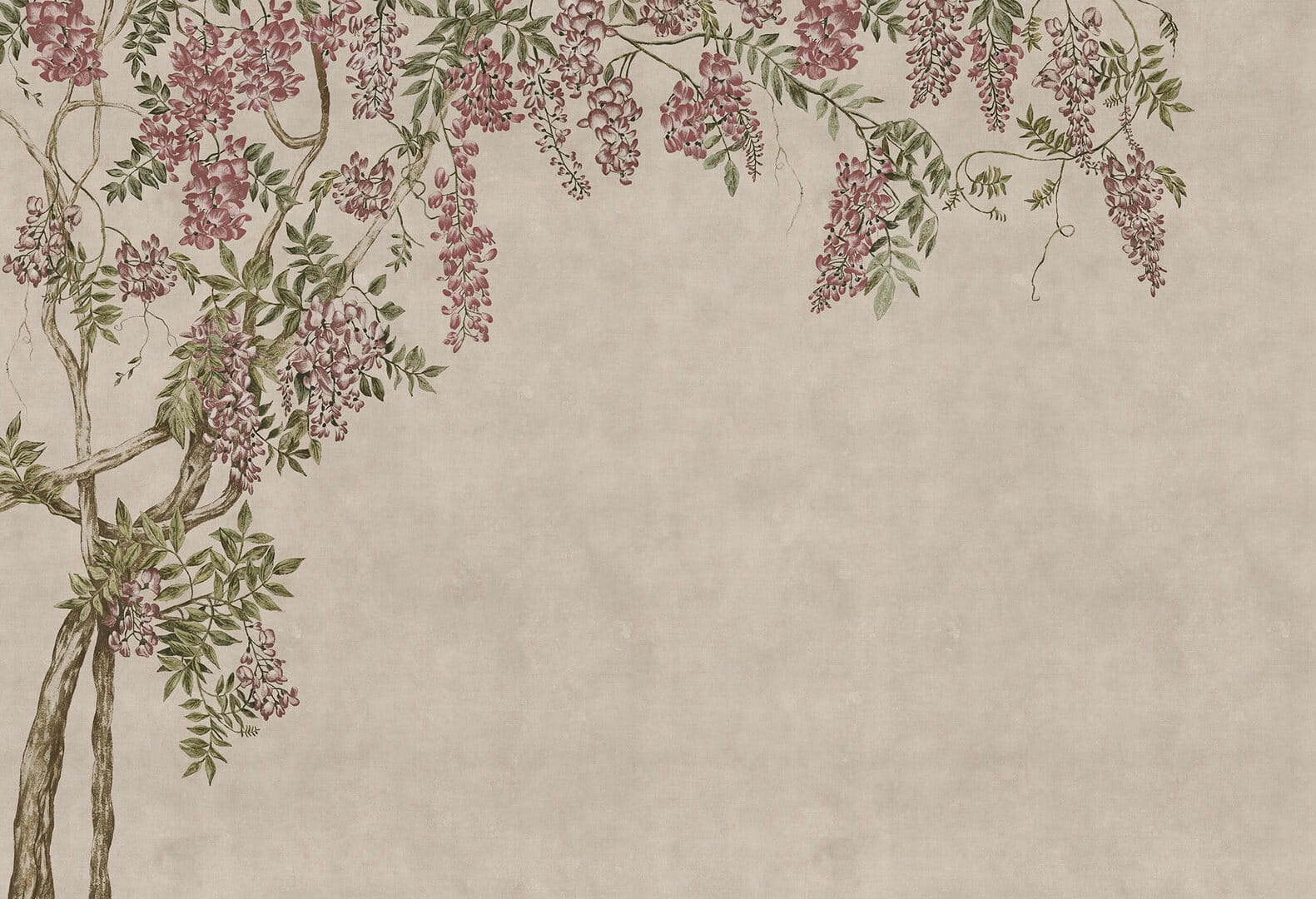 Fototapeta pnącza wisterii Rebel Walls R21381 Wisteria Garden Beige Hot Pops