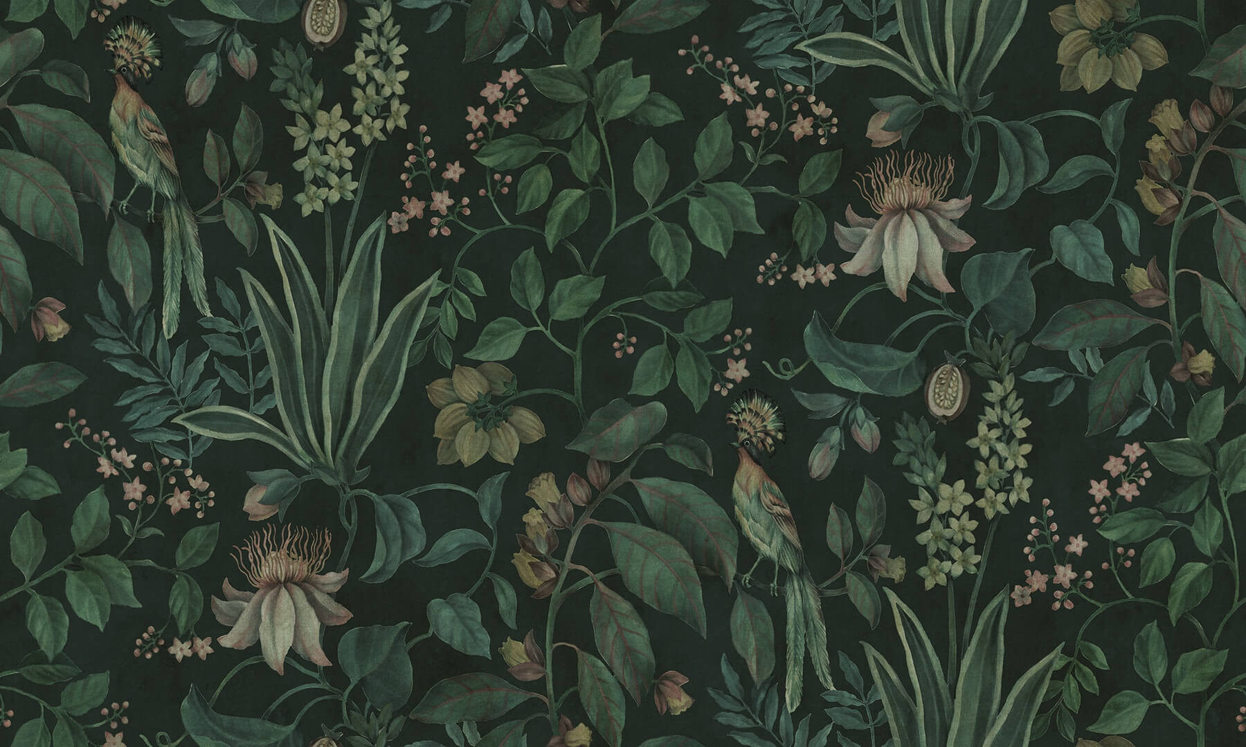 Fototapeta tropikalna flora i fauna Rebel Walls R21385 Tropical Harmony Dark Hot Pops