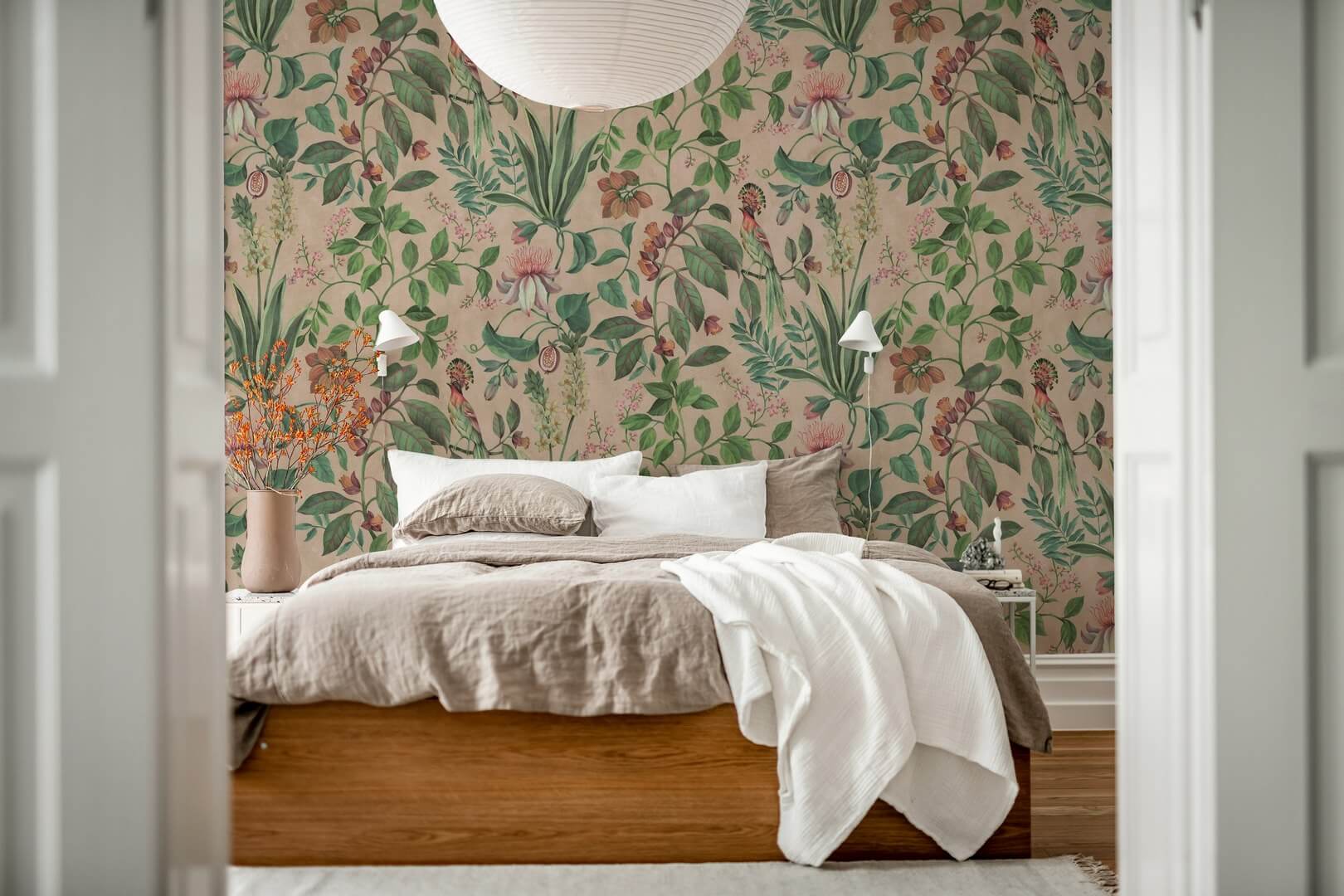 Fototapeta tropikalna flora i fauna Rebel Walls R21386 Tropical Harmony Pink Hot Pops