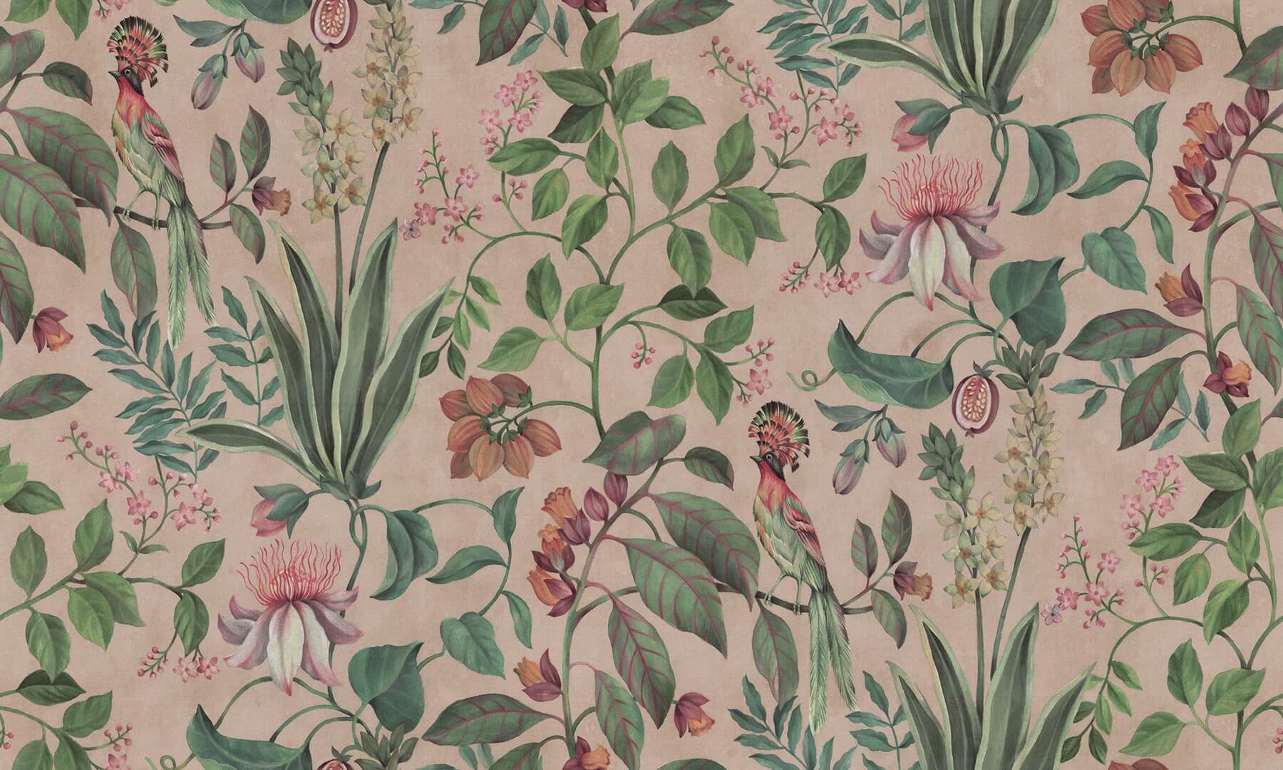 Fototapeta tropikalna flora i fauna Rebel Walls R21386 Tropical Harmony Pink Hot Pops