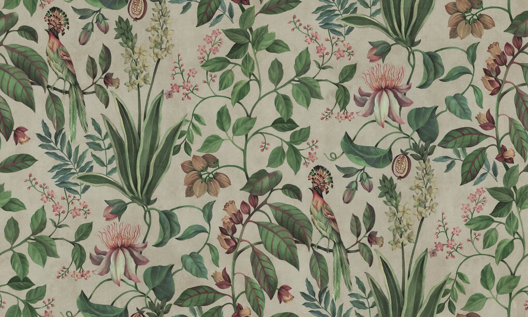 Fototapeta tropikalna flora i fauna Rebel Walls R21387 Tropical Harmony Green Hot Pops