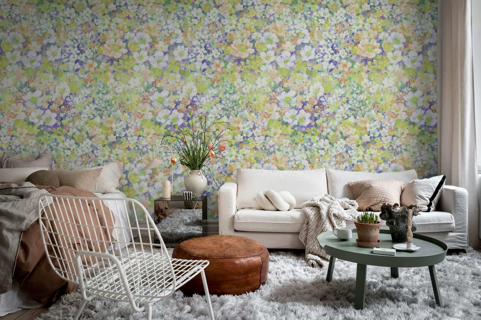 Fototapeta kwiaty retro Rebel Walls R21144 Flowerhaze Soft Hot Pops
