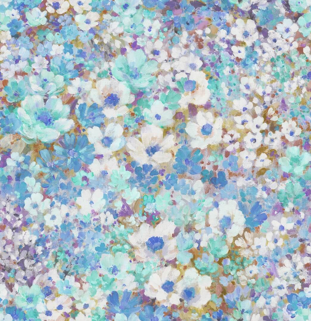 Fototapeta kwiaty retro Rebel Walls R21145 Flowerhaze Blue Hot Pops