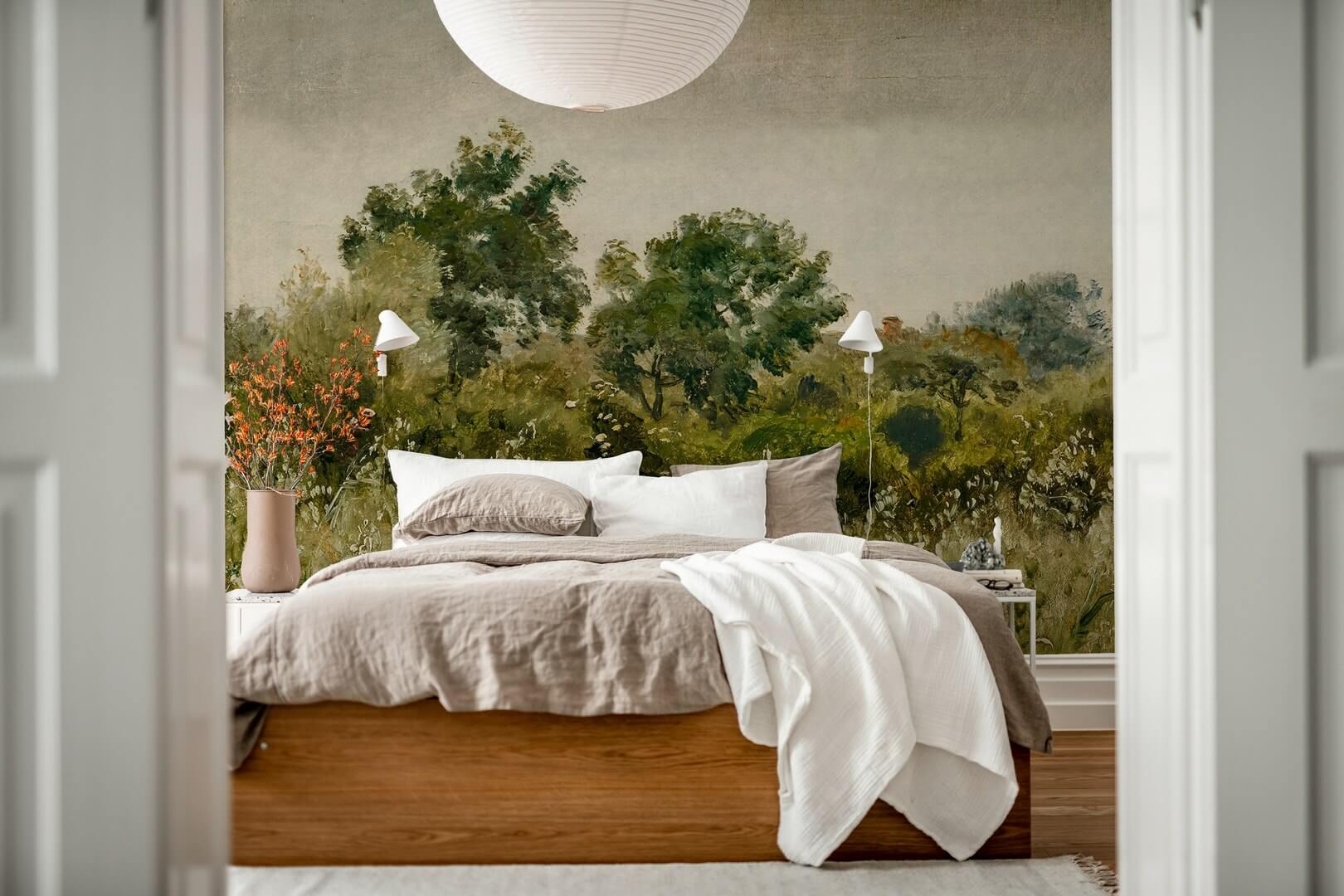 Fototapeta malarski krajobraz bujnej zieleni Rebel Walls R21414 Oatfields Summer Hot Pops