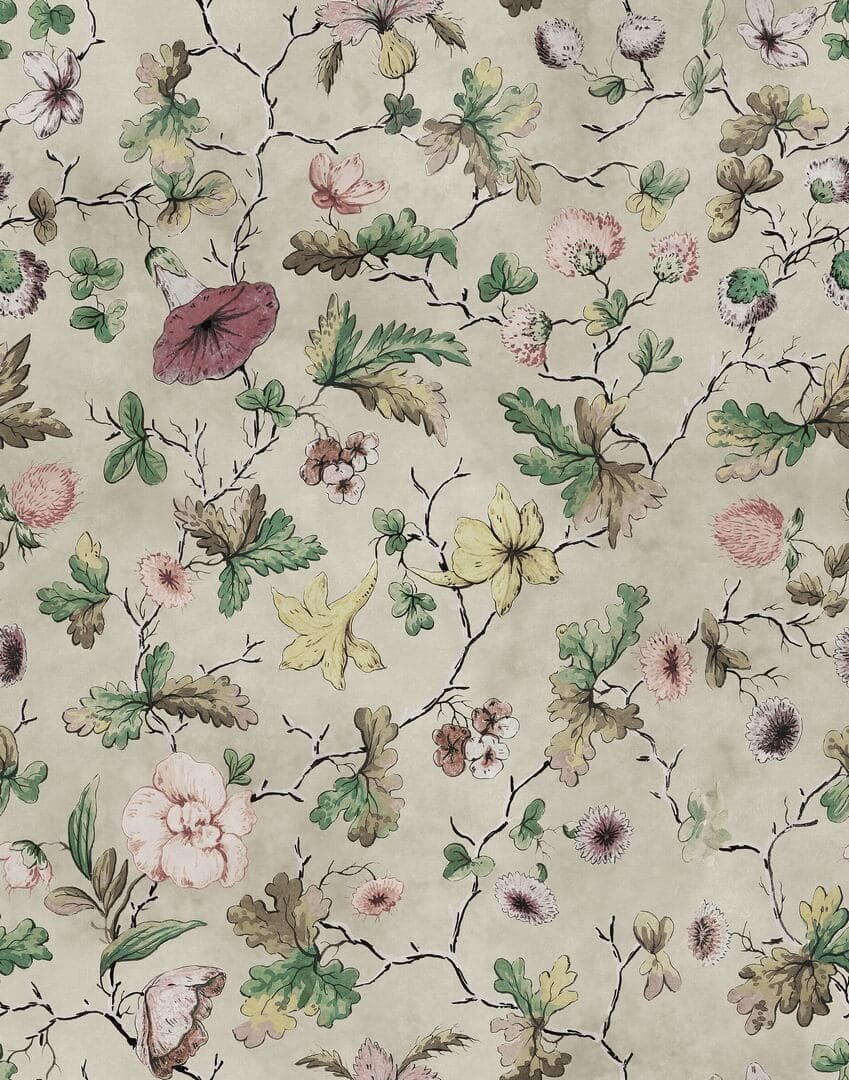Fototapeta botaniczna vintage Rebel Walls R21427 Verdant Bloom Beige Hot Pops